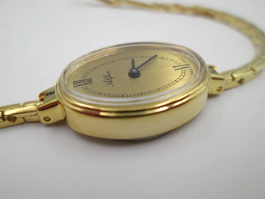 Alfex women's wristwatch. Gold plated and steel. Bracelet. Manual wind. Swiss. 1970's