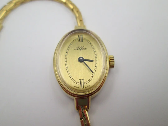 Alfex women's wristwatch. Gold plated and steel. Bracelet. Manual wind. Swiss. 1970's