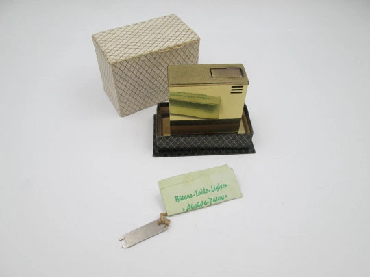 Augusta butane table lighter. Gold plated metal. Box and instructions. Germany. 1970's