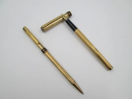 Aurora Marco Polo fountain pen & ballpoint pen. Sterling silver vermeil. 1982