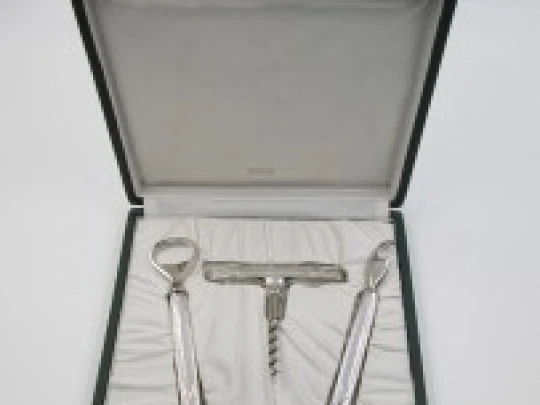 Bar set. Sterling silver. Pedro Duran. Box. Corkscrew & bottle openers