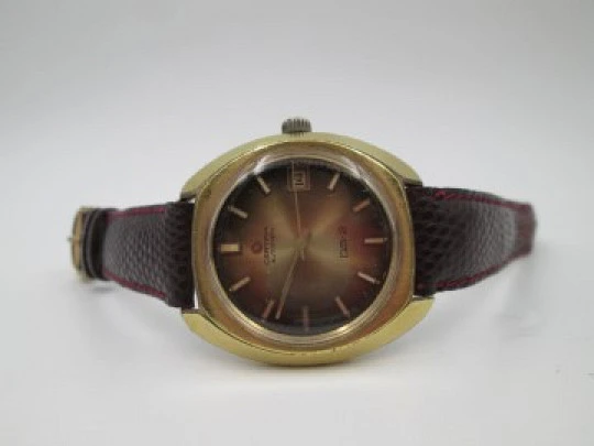 Certina DS-2 Turtle. Steel & gold plated. Automatic. Strap. Calendar. 1970's