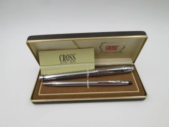 Cross Townsend / Classic Century fountain pen & ballpoint set. Chromed metal. 2000's