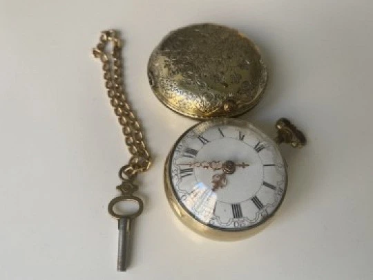 Joseph Williamson verge fusee pocket watch. 18th century. Vermeil sterling silver