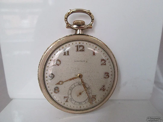 Longines. Open face. 20 Micron gold plated. Stem-wind. 1930's