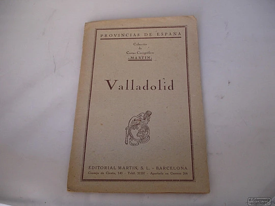 Map coated fabric. Valladolid. Martín publisher. 1952. Colour. 6 pages