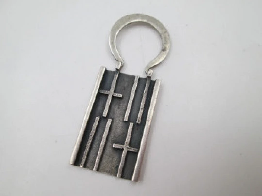 Men's rectangular keychain. Sterling silver. Barcelona City Council (Sports). 1980's