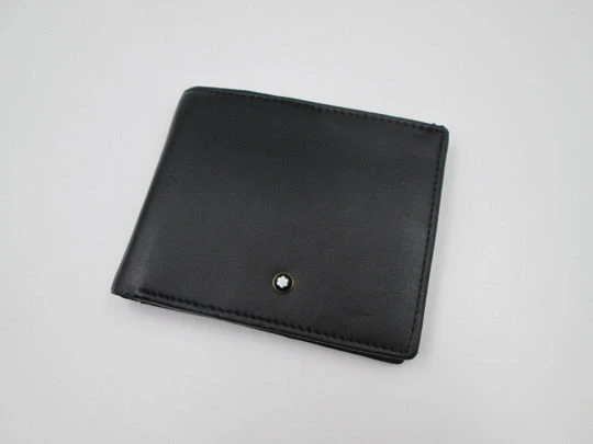 Montblanc gentelman's black leather card holder wallet. White star. Germany. 2000's