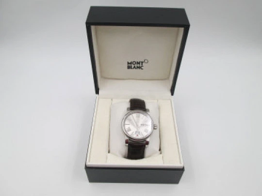 Montblanc Meisterstück Star Wave 7102. Steel. Automatic. Calendar. Leather strap. Box. 2011