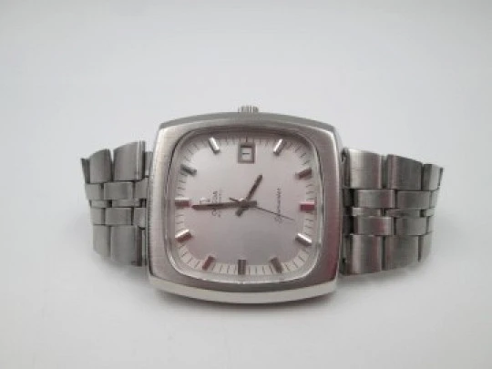 Omega Seamaster. Big square case. Steel. Automatic. Calendar. Bracelet. 1970's