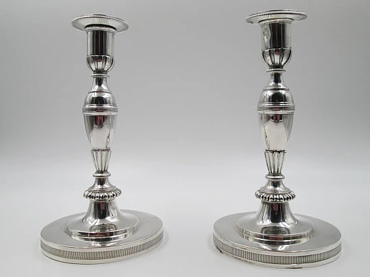 Pair sterling silver candlesticks. Spain. Circa 1834. Blas de Cubas silversmith