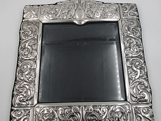 Photo frame. Embossed sterling silver. Scrolls & vegetable motifs. 1970's