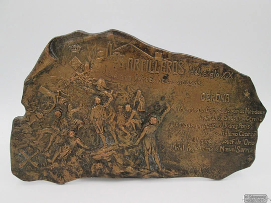 Plaque / medal copper chiseled. Gunners. 1909. Independence War