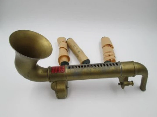 Playasax mechanical saxophone toy. QRS DeVry Corporation. Gold plated. 1930's