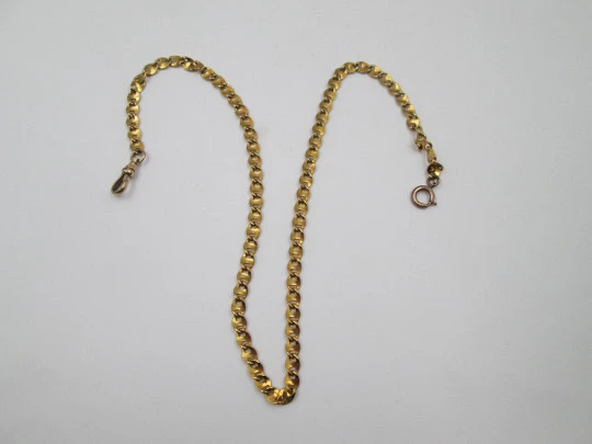 Pocket watch sailor links chain. Gold plated metal. Spring ring clasp. Europe. 1970's