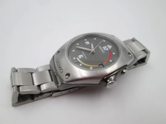 Seiko Kinetic Arctura. Urethane & stainless steel. Jorg Hysek. 1997. Japan