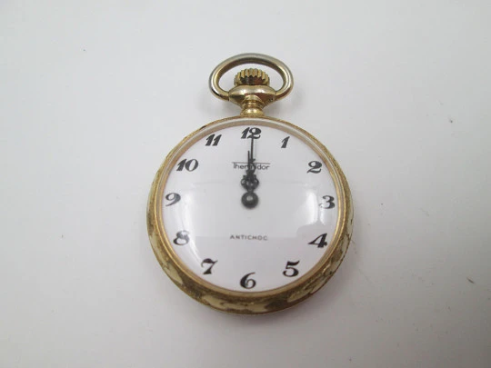 Thermidor women's pendant watch. Gold plated metal. Manual wind. Floral motifs. 1960's