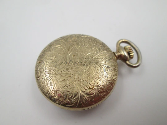 Thermidor women's pendant watch. Gold plated metal. Manual wind. Floral motifs. 1960's