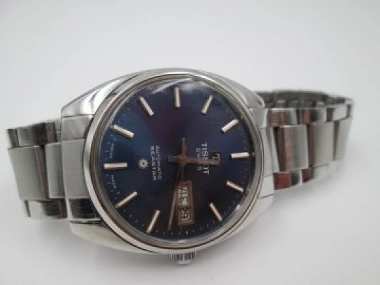 Tissot Seastar. Automatic. 1970's. Calendar. Steel. Bracelet. Blue dial