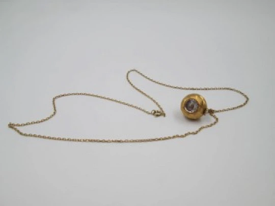 Triod women's pendant watch. Gold plated. Ball & chain. 1970's. Swiss