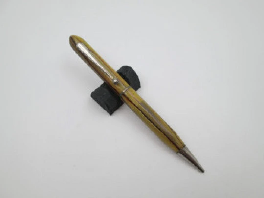 Try Mitchell's Gas advertising mechanical pencil. Marble celluloid. Twist system. 1930's