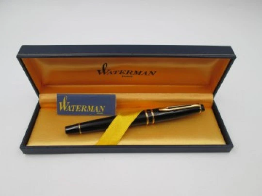 Waterman Expert Mark 1 GT. Black lacquer & gold plated details. Box. 1990's. France